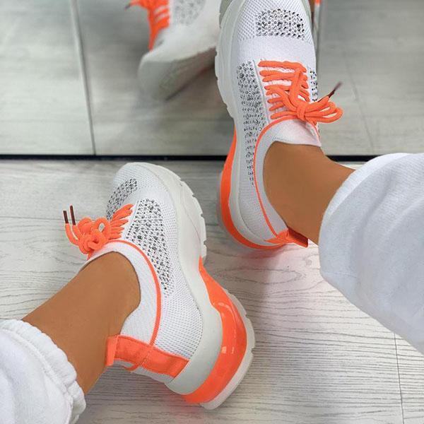 Women Sport Elegant Sneakers Platform Shoes Flats Solid Casual Spring Summer New Fashion Women's Vulcanized Running Sneakers Walking Tennis Shoes Lightweight Breathable Design Stevvex