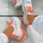 Women Sport Elegant Sneakers Platform Shoes Flats Solid Casual Spring Summer New Fashion Women's Vulcanized Running Sneakers Walking Tennis Shoes Lightweight Breathable Design Stevvex