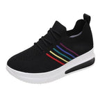 Women Sport Elegant Sneakers Platform Shoes Flats Solid Casual Spring Summer New Fashion Women's Vulcanized Running Sneakers Walking Tennis Shoes Lightweight Breathable Design Stevvex