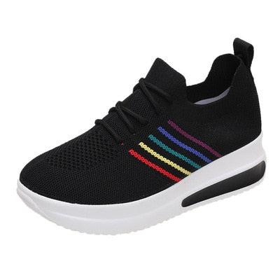 Women Sport Elegant Sneakers Platform Shoes Flats Solid Casual Spring Summer New Fashion Women's Vulcanized Running Sneakers Walking Tennis Shoes Lightweight Breathable Design Stevvex