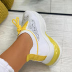 Women Sport Elegant Sneakers Platform Shoes Flats Solid Casual Spring Summer New Fashion Women's Vulcanized Running Sneakers Walking Tennis Shoes Lightweight Breathable Design Stevvex