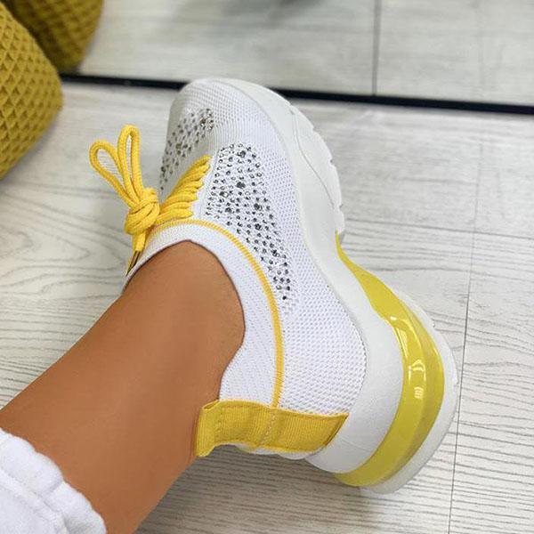 Women Sport Elegant Sneakers Platform Shoes Flats Solid Casual Spring Summer New Fashion Women's Vulcanized Running Sneakers Walking Tennis Shoes Lightweight Breathable Design Stevvex