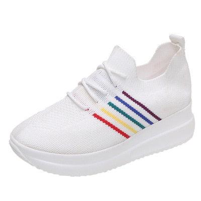 Women Sport Elegant Sneakers Platform Shoes Flats Solid Casual Spring Summer New Fashion Women's Vulcanized Running Sneakers Walking Tennis Shoes Lightweight Breathable Design Stevvex