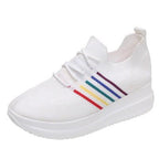 Women Sport Elegant Sneakers Platform Shoes Flats Solid Casual Spring Summer New Fashion Women's Vulcanized Running Sneakers Walking Tennis Shoes Lightweight Breathable Design Stevvex