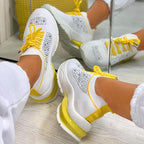Women Sport Elegant Sneakers Platform Shoes Flats Solid Casual Spring Summer New Fashion Women's Vulcanized Running Sneakers Walking Tennis Shoes Lightweight Breathable Design Stevvex