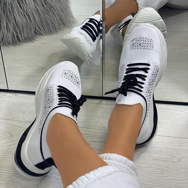 Women Sport Elegant Sneakers Platform Shoes Flats Solid Casual Spring Summer New Fashion Women's Vulcanized Running Sneakers Walking Tennis Shoes Lightweight Breathable Design Stevvex