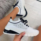 Women Sport Elegant Sneakers Platform Shoes Flats Solid Casual Spring Summer New Fashion Women's Vulcanized Running Sneakers Walking Tennis Shoes Lightweight Breathable Design Stevvex
