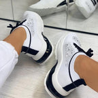 Women Sport Elegant Sneakers Platform Shoes Flats Solid Casual Spring Summer New Fashion Women's Vulcanized Running Sneakers Walking Tennis Shoes Lightweight Breathable Design Stevvex