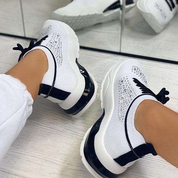 Women Sport Elegant Sneakers Platform Shoes Flats Solid Casual Spring Summer New Fashion Women's Vulcanized Running Sneakers Walking Tennis Shoes Lightweight Breathable Design Stevvex