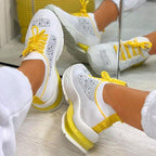 Women Sport Elegant Sneakers Platform Shoes Flats Solid Casual Spring Summer New Fashion Women's Vulcanized Running Sneakers Walking Tennis Shoes Lightweight Breathable Design Stevvex