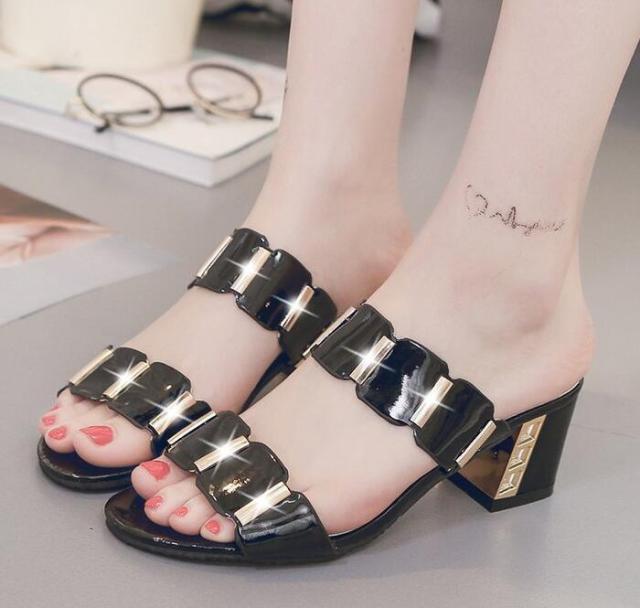 Women Square Heels Summer Sandals Open Toe Multi Colors Shoes Cute Sandals Flip Flops Slip On Fashion Wedding Dress Chunky Block Heels Open Back High Heel Slide Slipper Stevvex