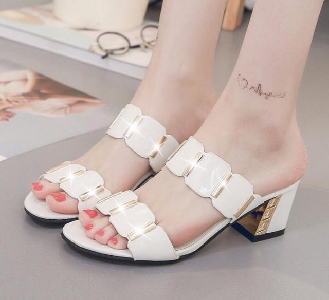 Women Square Heels Summer Sandals Open Toe Multi Colors Shoes Cute Sandals Flip Flops Slip On Fashion Wedding Dress Chunky Block Heels Open Back High Heel Slide Slipper Stevvex