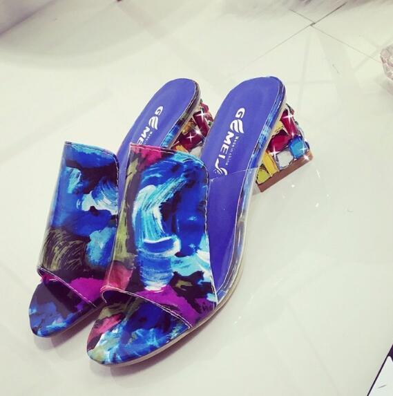 Women Square Heels Summer Sandals Open Toe Multi Colors Shoes Cute Sandals Flip Flops Slip On Fashion Wedding Dress Chunky Block Heels Open Back High Heel Slide Slipper Stevvex