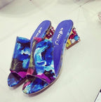 Women Square Heels Summer Sandals Open Toe Multi Colors Shoes Cute Sandals Flip Flops Slip On Fashion Wedding Dress Chunky Block Heels Open Back High Heel Slide Slipper Stevvex