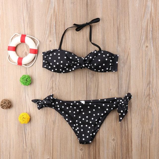 Women Strapless Bandage Push Up Dot Printed Bikini Set Women's Adjustable Bathing Suits Two Piece Swimwear Tie Cutout Low Waist String Bikini Set Lace Up Female Summer Swimwear Swimsuit Beachwear Stevvex