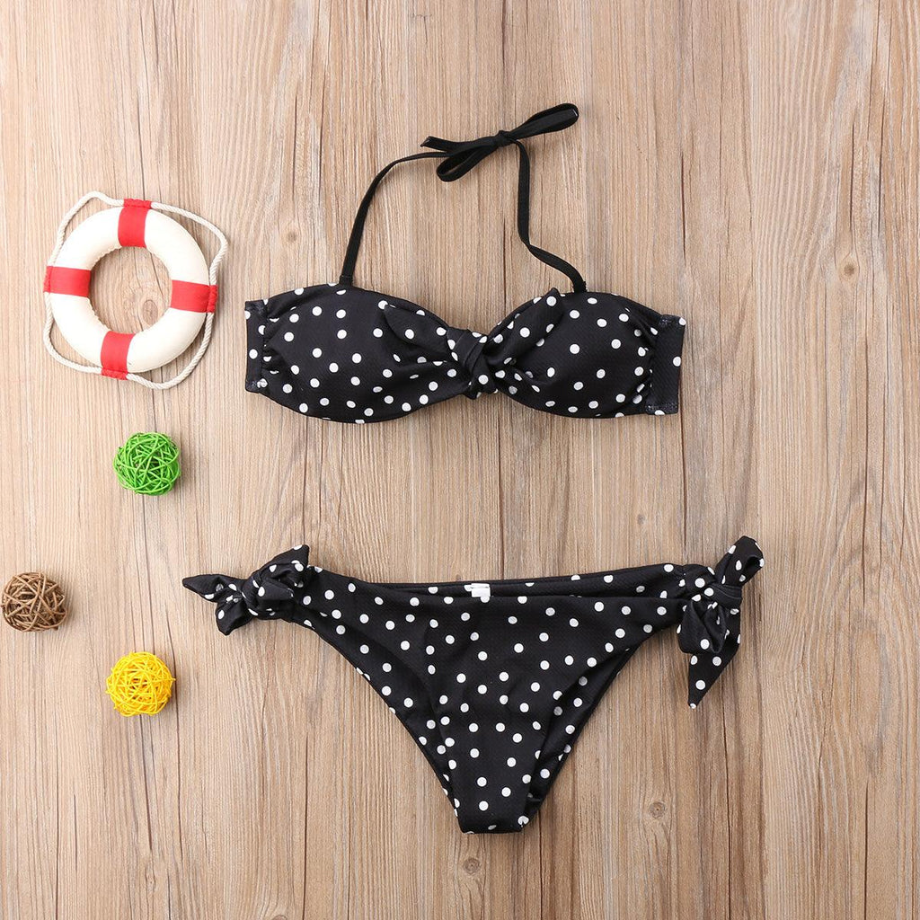 Women Strapless Bandage Push Up Dot Printed Bikini Set Women's Adjustable Bathing Suits Two Piece Swimwear Tie Cutout Low Waist String Bikini Set Lace Up Female Summer Swimwear Swimsuit Beachwear Stevvex