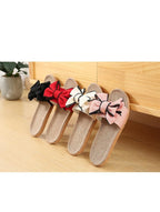 Women Summer Casual Slides Comfortable Flax Slippers Striped Bow Linen Flip Flops Platform Sandals Summer Indoor Slippers Linen Women's Slippers Flower Slippers Stevvex
