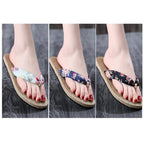 Women Summer Floral Flip Flops Beach Sandals Thongs Slippers Hemp Rope Travel Flip-Flops Unisex Home Slippers Flax Women House Slipper Open-Toe Breathable Slippers Stevvex
