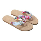 Women Summer Floral Flip Flops Beach Sandals Thongs Slippers Hemp Rope Travel Flip-Flops Unisex Home Slippers Flax Women House Slipper Open-Toe Breathable Slippers Stevvex
