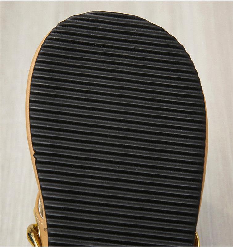 Women Summer Newest Fashion Chain Flip-flops Sandal Slippers Shoes Woman Flat Platform Sandals Casual Flat Slippers Slides Shoes Flat Sandals Casual Summer Shoes Stevvex