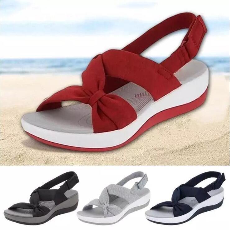 Women Summer Open Toe Sandals Women Bow Platform Comfy Beach Sandals Women Bow-Knot Platform Simple Outdoor Flip-Flops Beach Sandals Fashion Slippers Summer Sandals Stevvex