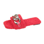 Women Summer Slipper Square Toe Chain Slippers Slip On Flat Slide Sandals Beach Flip Flops Casual Shoes Woman Heel Shoes Open Toe Slip On Dress Backless Heels Slides Slippers Stevvex
