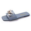 Women Summer Slipper Square Toe Chain Slippers Slip On Flat Slide Sandals Beach Flip Flops Casual Shoes Woman Heel Shoes Open Toe Slip On Dress Backless Heels Slides Slippers Stevvex