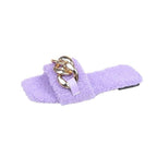 Women Summer Slipper Square Toe Chain Slippers Slip On Flat Slide Sandals Beach Flip Flops Casual Shoes Woman Heel Shoes Open Toe Slip On Dress Backless Heels Slides Slippers Stevvex