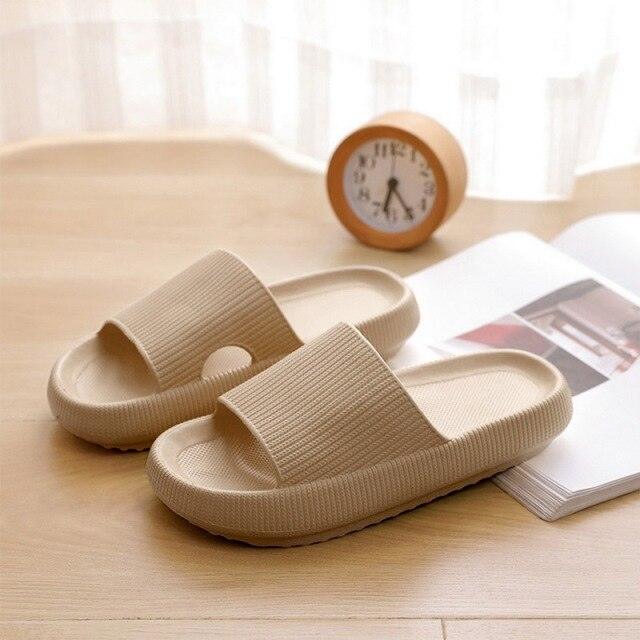 Women Summer Slippers Beach Slide Sandals Flip Flops Non-slip Soft Sole Men Couple Casual Shoes Non-Slip Quick Drying Slipper For Women Men Thick Sole Indoor Home Spa Open Toe Sandals Stevvex