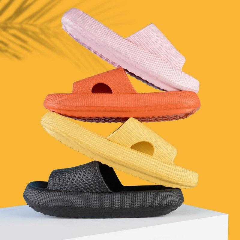 Women Summer Slippers Beach Slide Sandals Flip Flops Non-slip Soft Sole Men Couple Casual Shoes Non-Slip Quick Drying Slipper For Women Men Thick Sole Indoor Home Spa Open Toe Sandals Stevvex