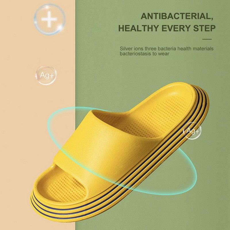 Women Summer Slippers Beach Slide Sandals Flip Flops Non-slip Soft Sole Men Couple Casual Shoes Non-Slip Quick Drying Slipper For Women Men Thick Sole Indoor Home Spa Open Toe Sandals Stevvex