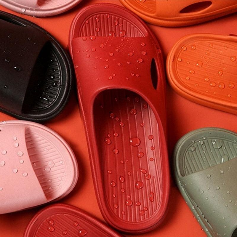 Women Summer Slippers Beach Slide Sandals Flip Flops Non-slip Soft Sole Men Couple Casual Shoes Non-Slip Quick Drying Slipper For Women Men Thick Sole Indoor Home Spa Open Toe Sandals Stevvex