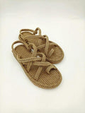 Women Summer Straw Rope Mesh Sandals Cross Tied Flat Sea Beach Casual Light Multi Elegant Design Flip Flop Trend Fashion High Quality Handmade Natural Comfortable Walking Sandals With Arch Support For Women Stevvex