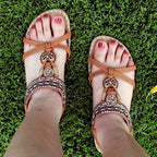 Women Summer Vintage Shoes Sandals Butterfly-knot Rhinestone Slides Elastic Band Sandal Comfort Flats Sandals With Elastic Ankle Strap Casual Rhinestone Shoes Beach Slip On Sandals Stevvex