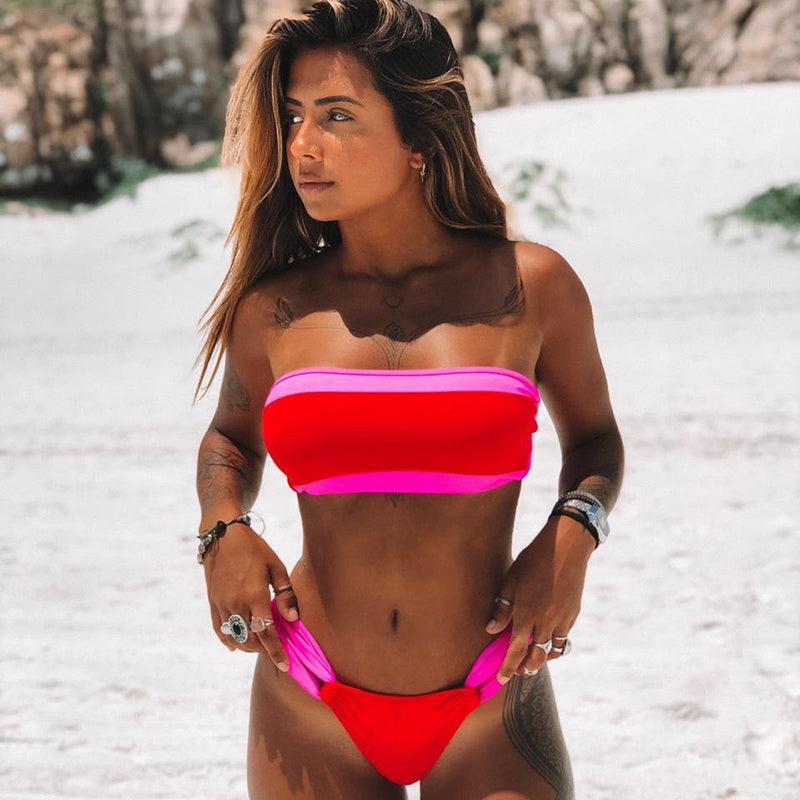Women Swimsuit Bikini Set New Arrival Women Bandage Bathing Suit Female Swimwear Bathing Suits Beach Wear Bikini Sets Striped Swim Beach Wear Stevvex