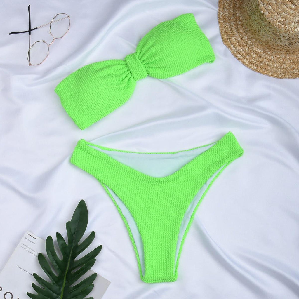 Women Swimsuit Female Bikini Swimwear Women Bikini Set Swimming Suit Bandage Bikini Set Push-Up Swimwear Beachwear Swimsuit  Bathing Suits Off Shoulder High Waist Beachwear Set Stevvex
