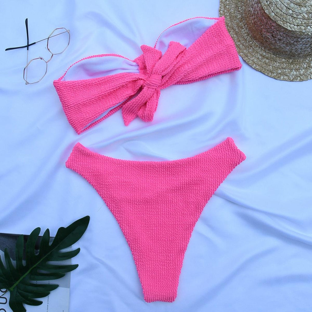 Women Swimsuit Female Bikini Swimwear Women Bikini Set Swimming Suit Bandage Bikini Set Push-Up Swimwear Beachwear Swimsuit  Bathing Suits Off Shoulder High Waist Beachwear Set Stevvex