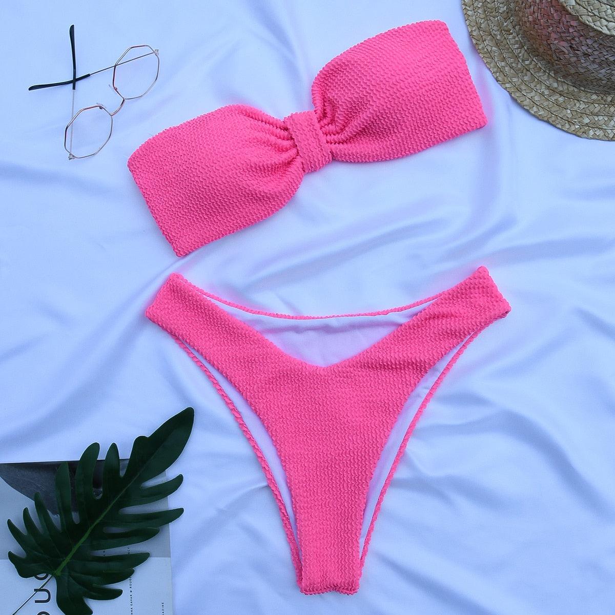 Women Swimsuit Female Bikini Swimwear Women Bikini Set Swimming Suit Bandage Bikini Set Push-Up Swimwear Beachwear Swimsuit  Bathing Suits Off Shoulder High Waist Beachwear Set Stevvex