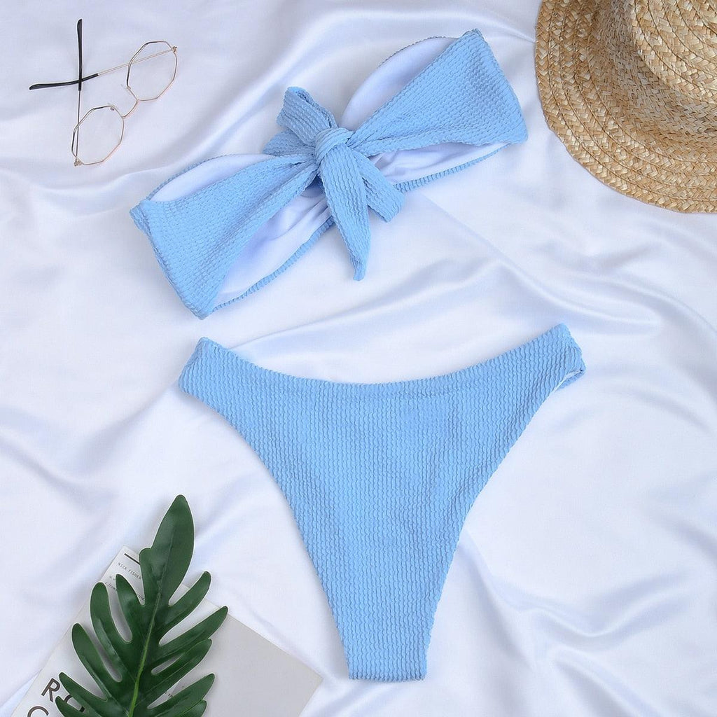 Women Swimsuit Female Bikini Swimwear Women Bikini Set Swimming Suit Bandage Bikini Set Push-Up Swimwear Beachwear Swimsuit  Bathing Suits Off Shoulder High Waist Beachwear Set Stevvex