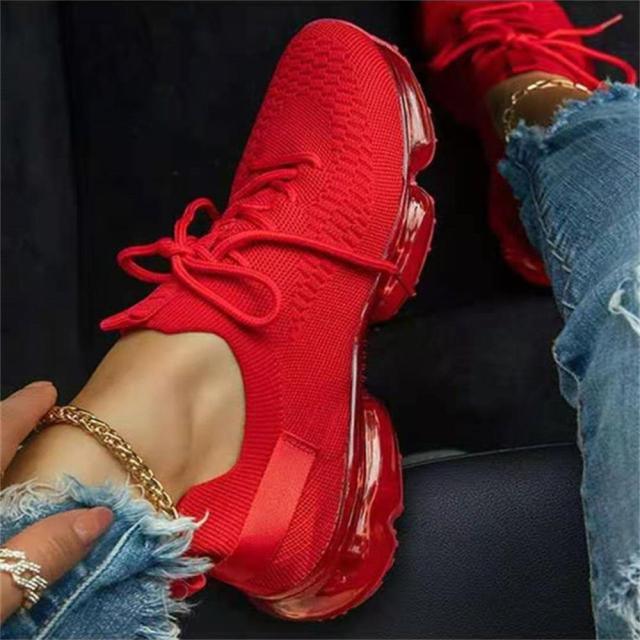 Women Trendy Sneakers Fashion Cushion Lace Up Running Sport Sneakers Outdoor Sport Shoes Spring Summer Couple Cushion Flats Training Running Breathable Sneakers Stevvex