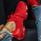 Women Trendy Sneakers Fashion Cushion Lace Up Running Sport Sneakers Outdoor Sport Shoes Spring Summer Couple Cushion Flats Training Running Breathable Sneakers Stevvex