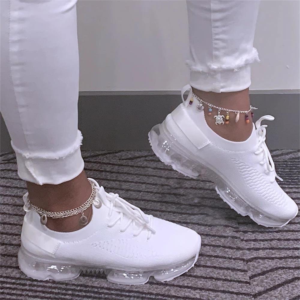 Women Trendy Sneakers Fashion Cushion Lace Up Running Sport Sneakers Outdoor Sport Shoes Spring Summer Couple Cushion Flats Training Running Breathable Sneakers Stevvex