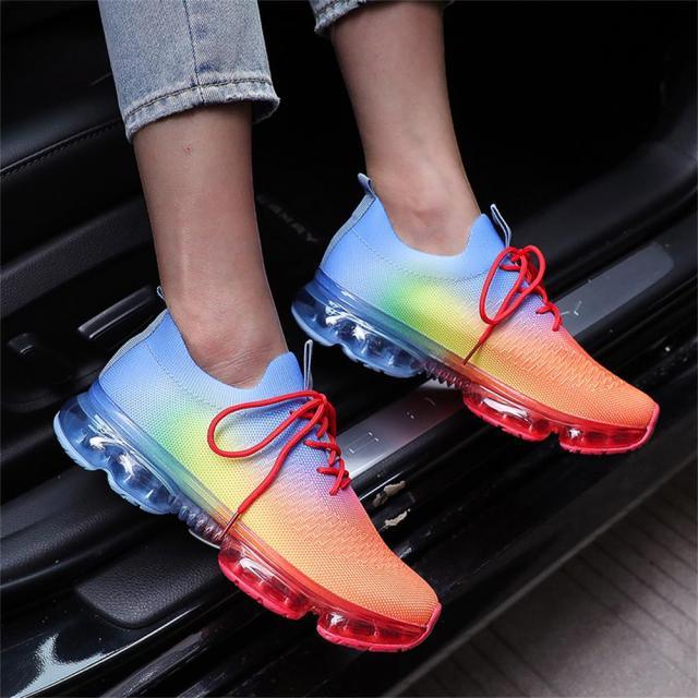 Women Trendy Sneakers Fashion Cushion Lace Up Running Sport Sneakers Outdoor Sport Shoes Spring Summer Couple Cushion Flats Training Running Breathable Sneakers Stevvex