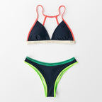 Women Two Piece Triangle Low Waist Bikini Sets Women's Halter Triangle Bikini Bottom Two Piece Swimsuits Swimsuit For Women High Cut Two Pieces Swimwear Beach Bathing Suit Lace Up Two Piece Bathing Suit Stevvex