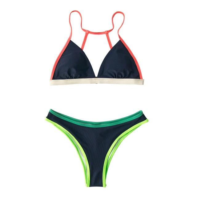 Women Two Piece Triangle Low Waist Bikini Sets Women's Halter Triangle Bikini Bottom Two Piece Swimsuits Swimsuit For Women High Cut Two Pieces Swimwear Beach Bathing Suit Lace Up Two Piece Bathing Suit Stevvex