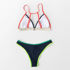 Women Two Piece Triangle Low Waist Bikini Sets Women's Halter Triangle Bikini Bottom Two Piece Swimsuits Swimsuit For Women High Cut Two Pieces Swimwear Beach Bathing Suit Lace Up Two Piece Bathing Suit Stevvex