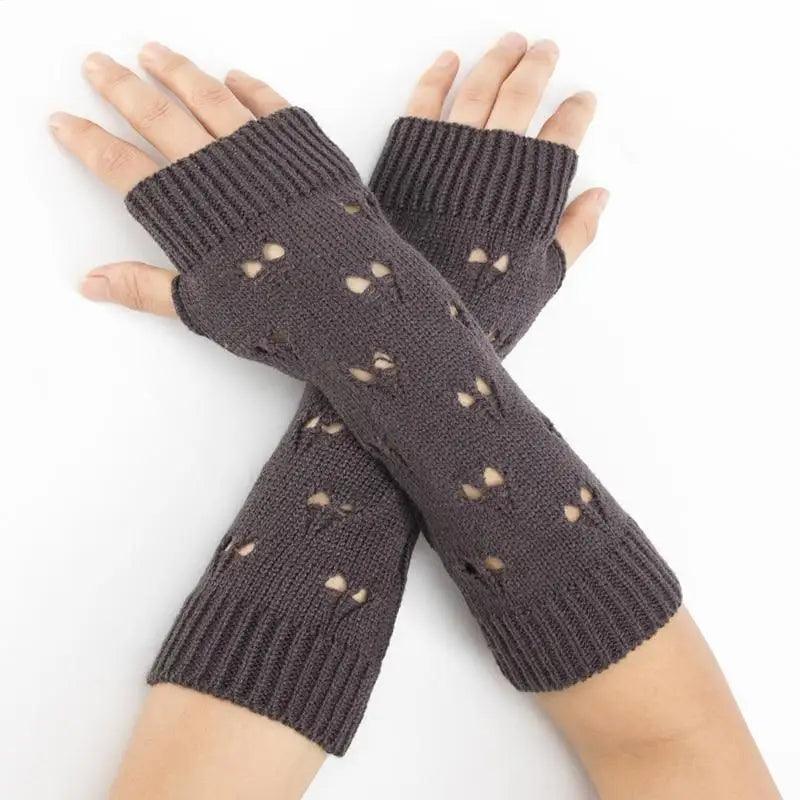 Women Vintage Gloves Hand Warmer Winter Gloves Women Arm Heart Mitten Warm Fingerless Gloves Stevvex