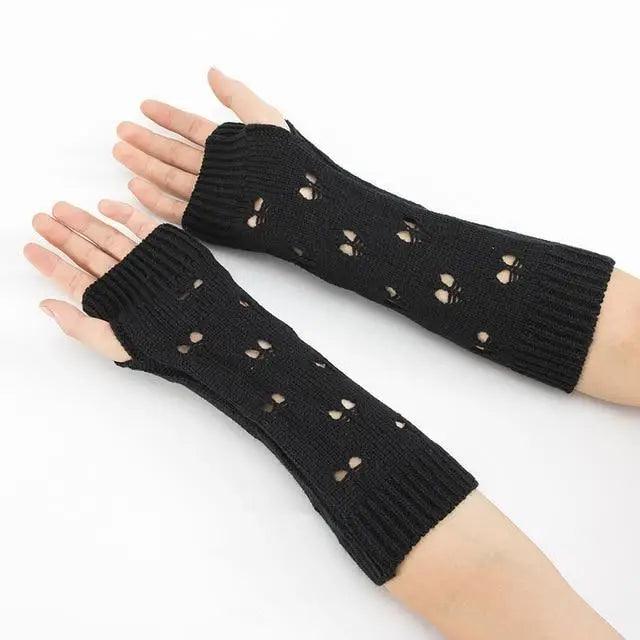 Women Vintage Gloves Hand Warmer Winter Gloves Women Arm Heart Mitten Warm Fingerless Gloves Stevvex
