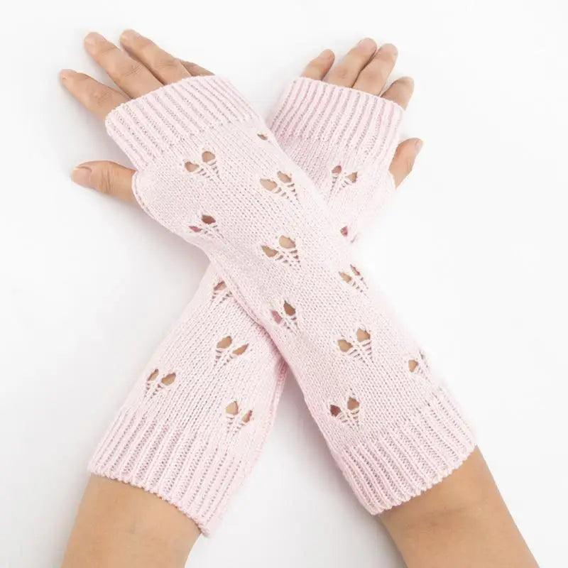 Women Vintage Gloves Hand Warmer Winter Gloves Women Arm Heart Mitten Warm Fingerless Gloves Stevvex