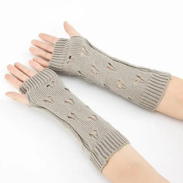 Women Vintage Gloves Hand Warmer Winter Gloves Women Arm Heart Mitten Warm Fingerless Gloves Stevvex